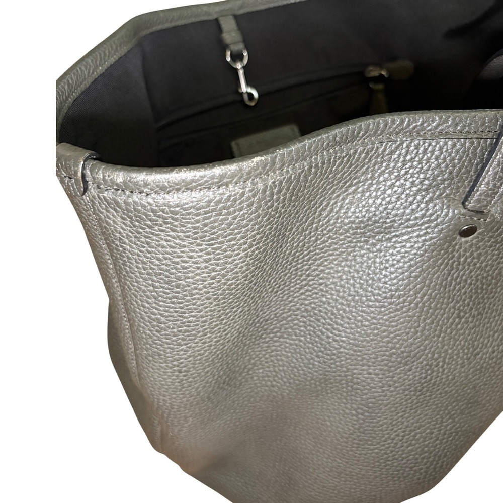 Coach Avenue Soft Tote Pebbled Leather Dark Olive Green/Gray Large Shoulder Bag - Picture 9 of 16